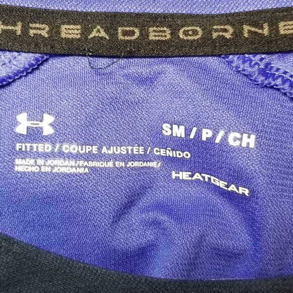 Under Armour Threadborne 3/4 Sleeve Utility Blue Men Small Fitted Gym Training - Picture 5 of 8